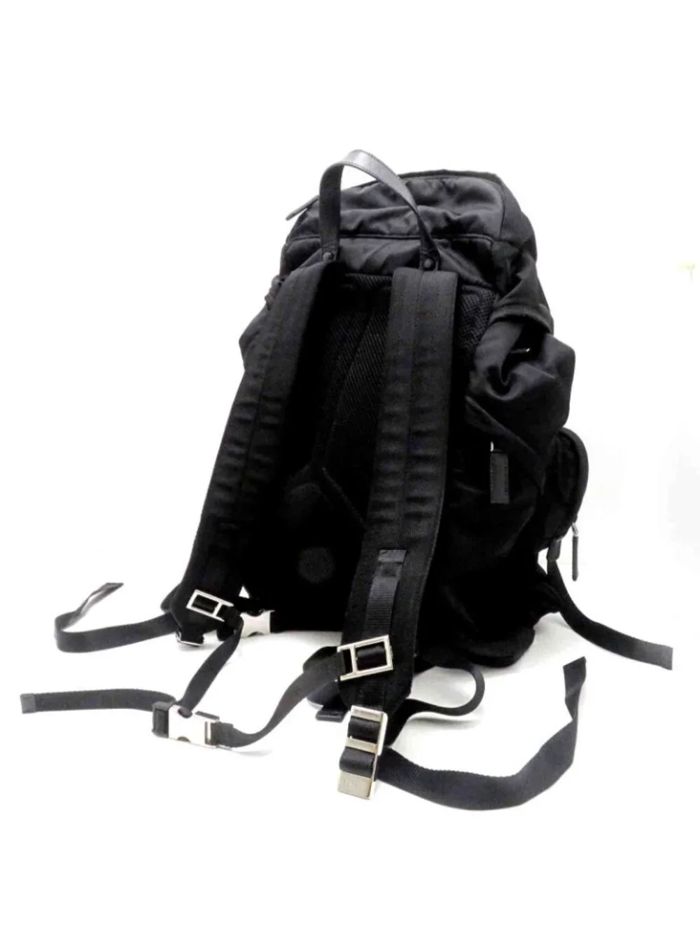 Prada Re-Nylon Saffiano Leather Backpack Black Silver Ny Nylon